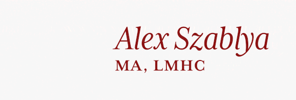 Alex Szablya MA, LMHC - Licensed Mental Health Counselor logo and credentials